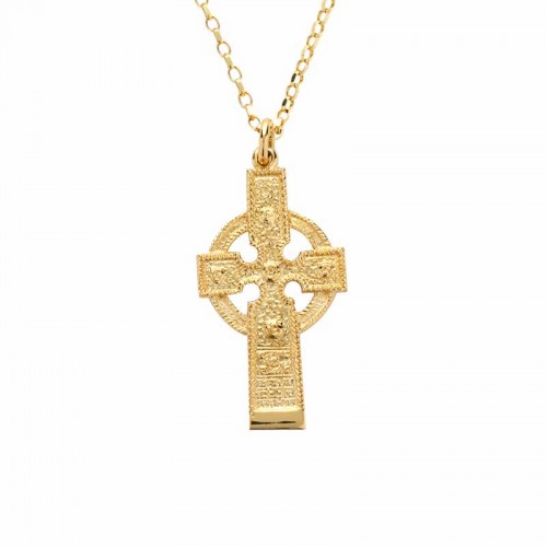 Irish Gold Celtic Cross - Cross of Ahenny Earrings & Pendants
